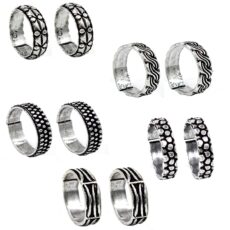GURJARI JEWELLERS Toe Rings | Traditional Silver Oxidised Toe Rings Set | Bichiya for women Combo | Accessories Jewellery | Birthday Gift for Women Anniversary Gift (Set of 5 pair)