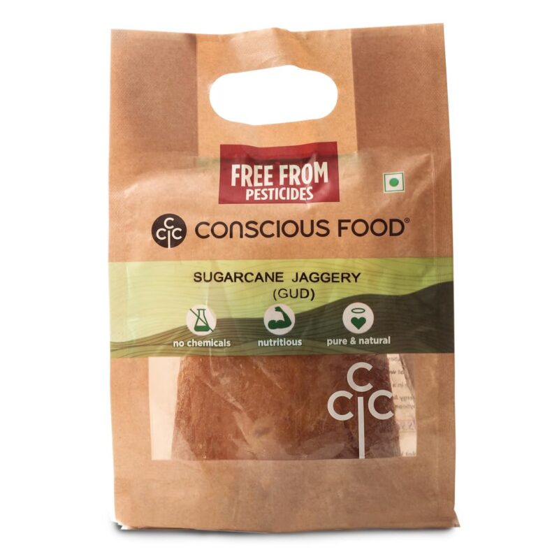 Conscious Food Sugarcane Jaggery | 925g | Preservative Free & Traditionally made | Sharkara Bellam, Nattu Sakkarai Granules Jaggery, Vellam, Gud
