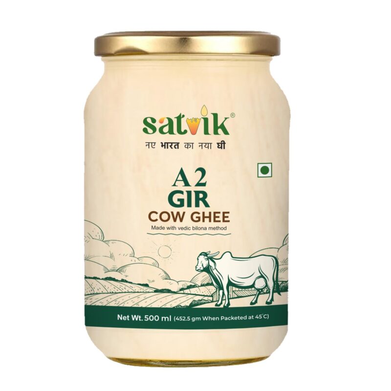 SATVIK PURE GHEE A2 Gir Cow Ghee 500ml | Traditional Bilona Method Pure Desi Cow Ghee from Gir Cows | A2 Ghee for Cooking, Immunity and Daily Wellness | Helps Better Digestion and Gut Health
