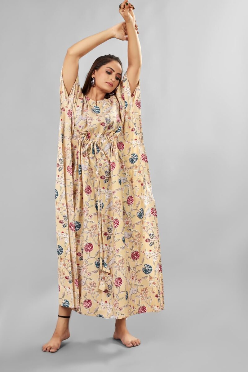 Jaipur Export Quality Hand Block Guarantee Colour 100% Pure Cotton Kaftan Ladies Caftan Kurti Tops Free Size Bohemian Women Night Combo Casual Maxi Plus Size Women's Long Dress (multi7, Cotton) - Image 7