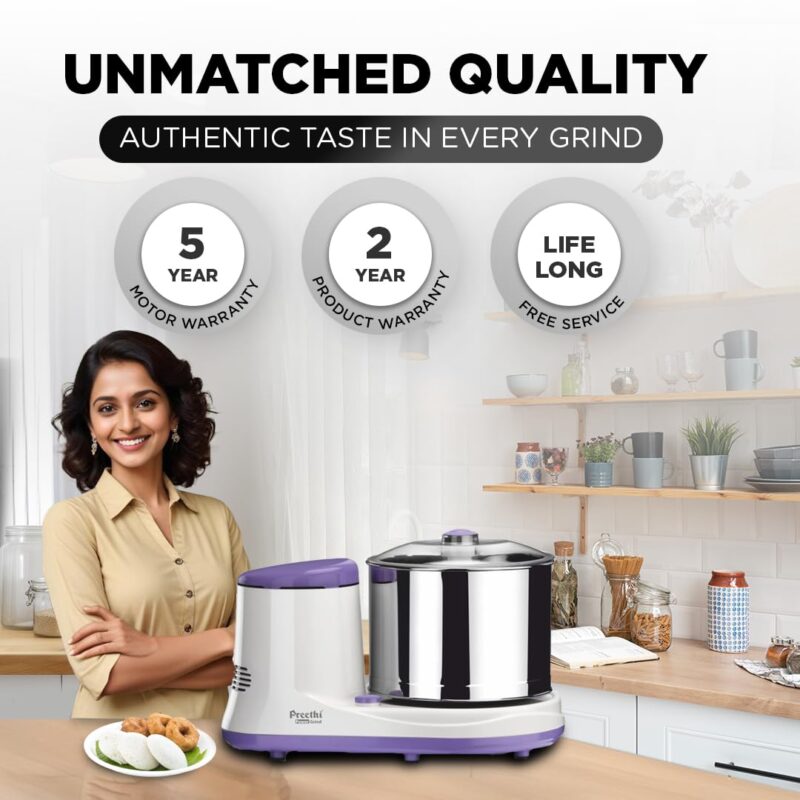 Preethi Power Grind Wet Grinder|150W 2L Stainless Steel Table Top Wet Grinder|Ideal for Making South Indian Batter in Your Kitchen - Image 6