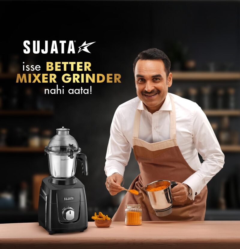 Sujata MG03 Mixer Grinder|1000 Watts Double Ball Bearing Motor Polycarbonate|24000 RPM|Non-Stop 90 Mins|4 Jars including 1750ml Blender with Coconut Milk Extractor, 1500ml, 1000ml, 500ml Jar| (Black) - Image 7