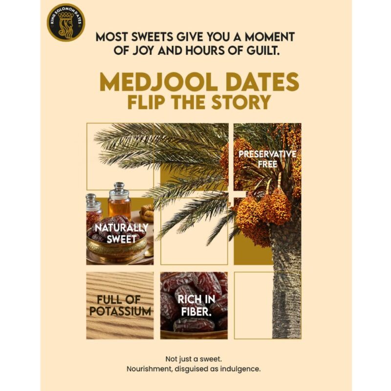 King Solomon Super Jumbo Premium Medjool Dates | Sweet & Juicy | Rich Energy Snack | Perfect for Gifting Fresh & Delicious Dates | Super Jumbo Size (750, Grams) - Image 2