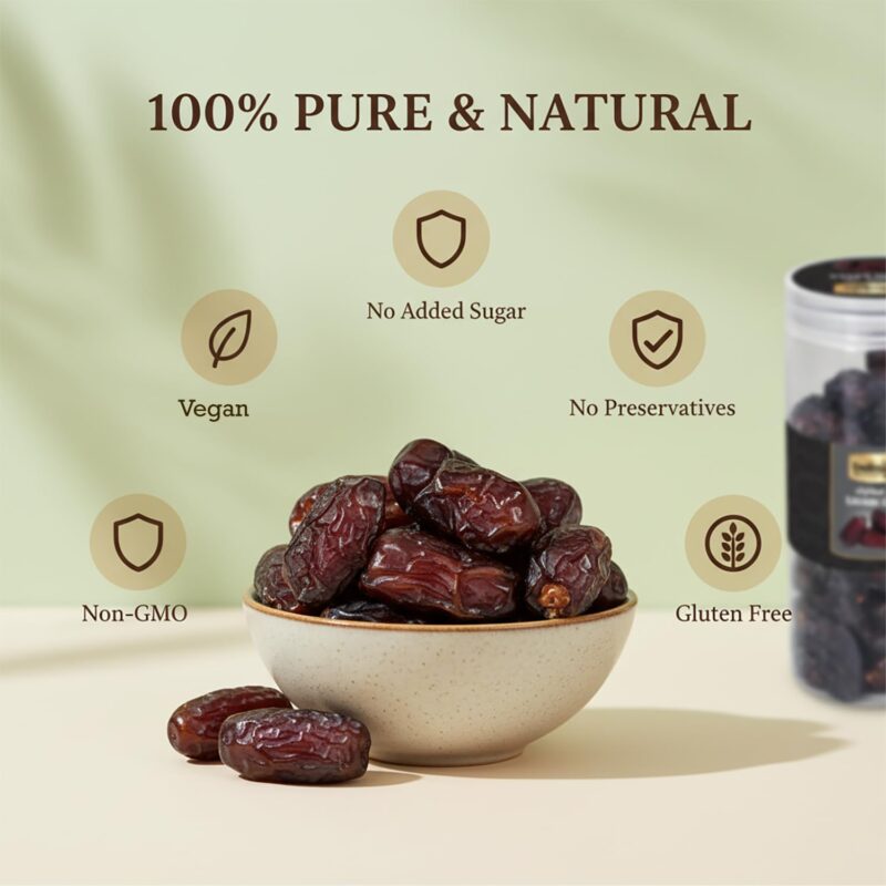Delicious Gold Safawi Dates 500g | Soft Arabian Khajur | Naturally Sweet Fresh & Rich Taste and Soft Texture - Image 7