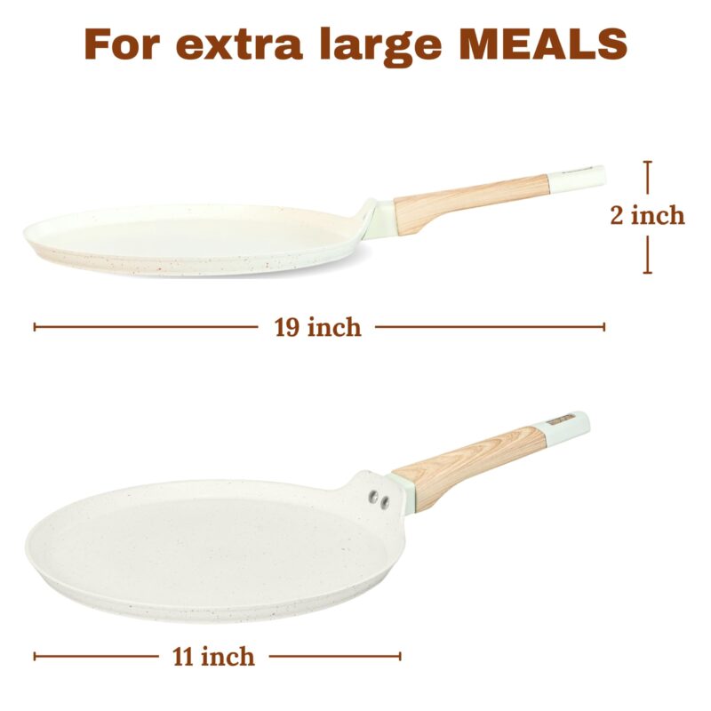 Kreme Ceracook Ceramic Coated Granite Flat Tawa 28cm, ISI Certified Dosa Tawa, Forged Aluminium Body, Gas & Induction Compatible, Non Toxic Tawa PFAS & PTFE Free, 1 Year Warranty, Ivory - Image 2