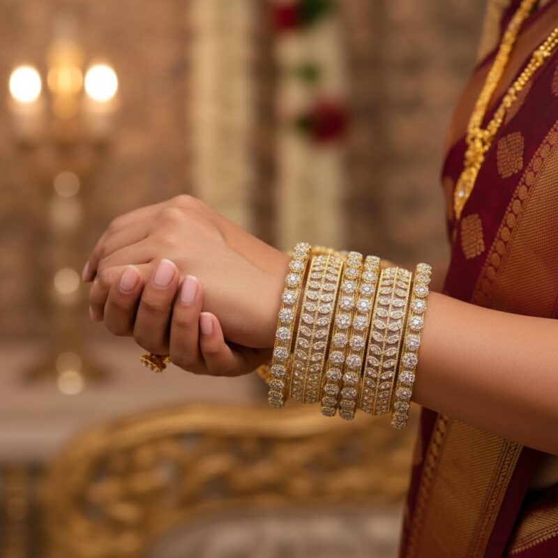 Weding Special Kangan Set With Zircon Gemstone & Kundan For Women & Girls | Traditional Chuda Set | Bridal Glass Chud Set For Wedding, Parties, Function - Image 6