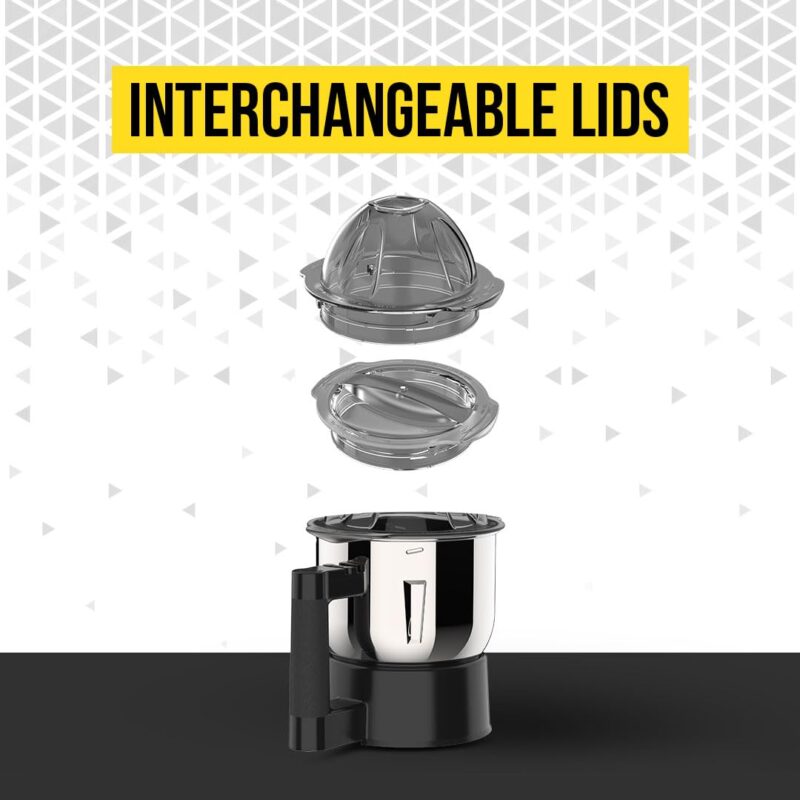 UltraToppMixergrinderfor Superfastgrinding,High Speed,750 Watts,SafetyLocksystem, AISI 304Food GradeStainlessSteelJars,3Jars ABS Body,SerratedbladesCylindricalJars,5YearWarrantyonMotors.(Jet Black). - Image 5