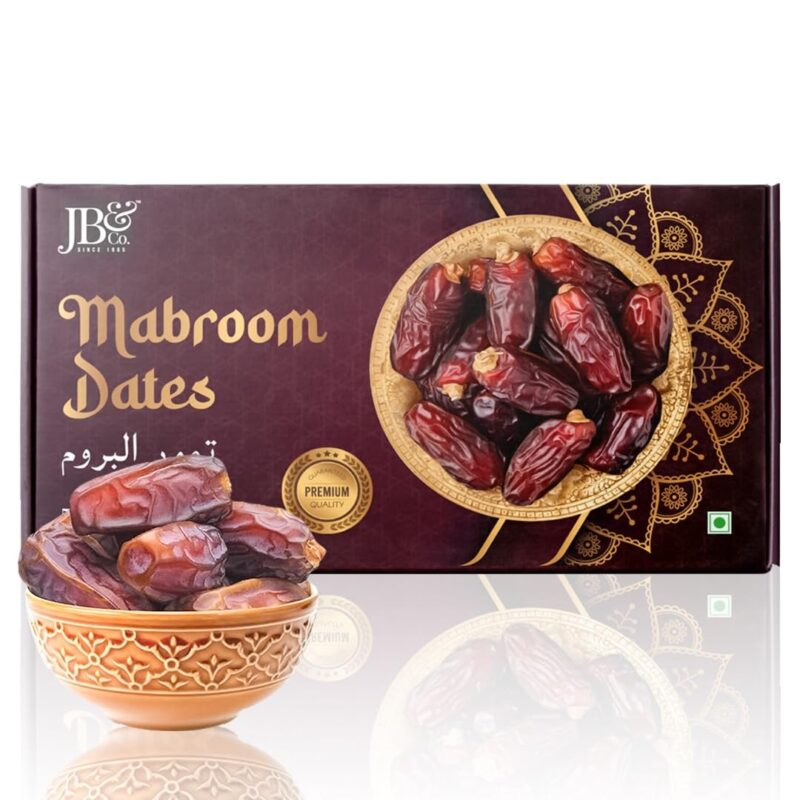 JB&CO Premium Mabroom Dates 0.5kg | imported from Saudi Arabian Long Khajoor | Soft Chewy, Natural Sweet | No Added Sugar, Healthy Dry Fruits Snack, Half Kg pack