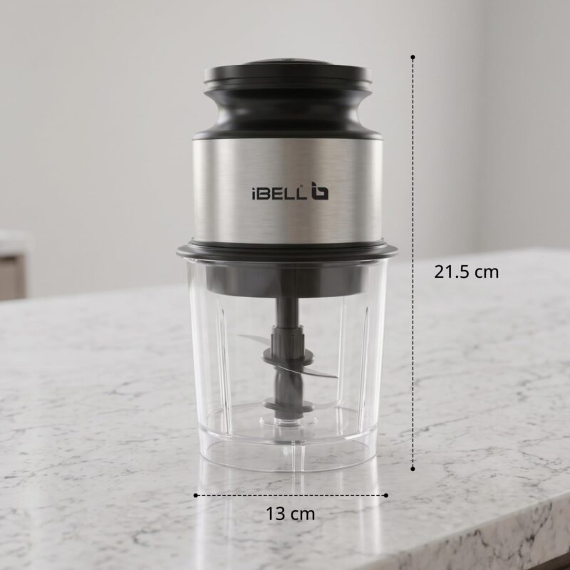 IBELL Electric Chopper for kitchen,400W Powerful Motor, 4 Stainless Steel Blades,Food Grade Transparent Bowl, Compact Mini Food Processor for Chopping Vegetables, Fruits, Nuts & Herbs (Black) - Image 5