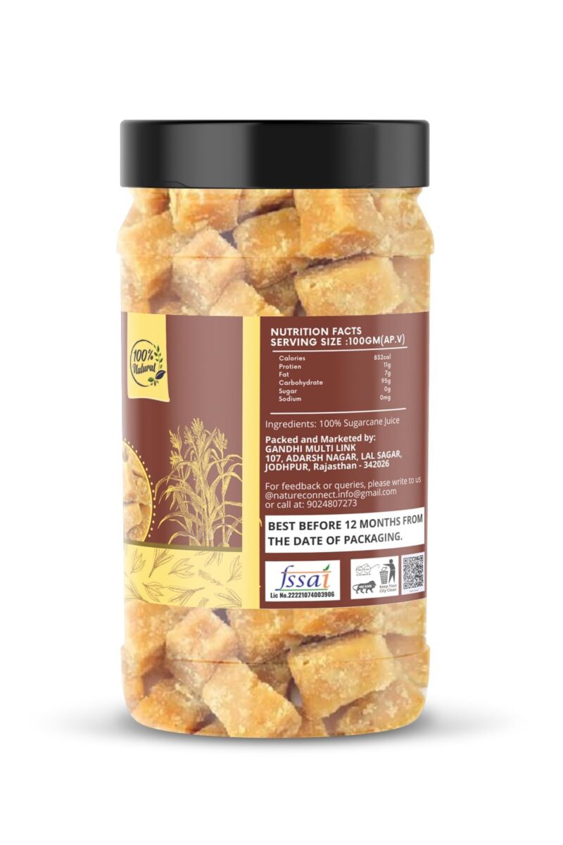Nature Connect Organic Jaggery Cubes - 500 g | Preservative Free & Traditionally made Gud Jaggery/Desi Jaggery | Chemical Free Jaggery