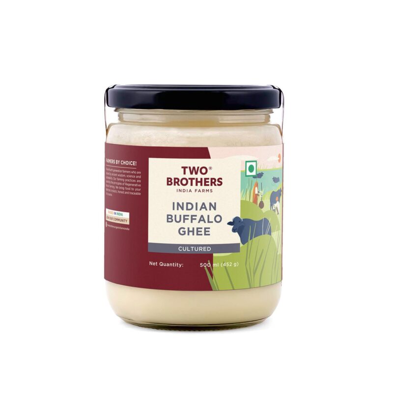 Two Brothers Buffalo Ghee (500Ml) | Deep Aroma | Rich Creamy Flavour | Traditional Bilona Churned Bufflao Ghee | Suitable For Frying