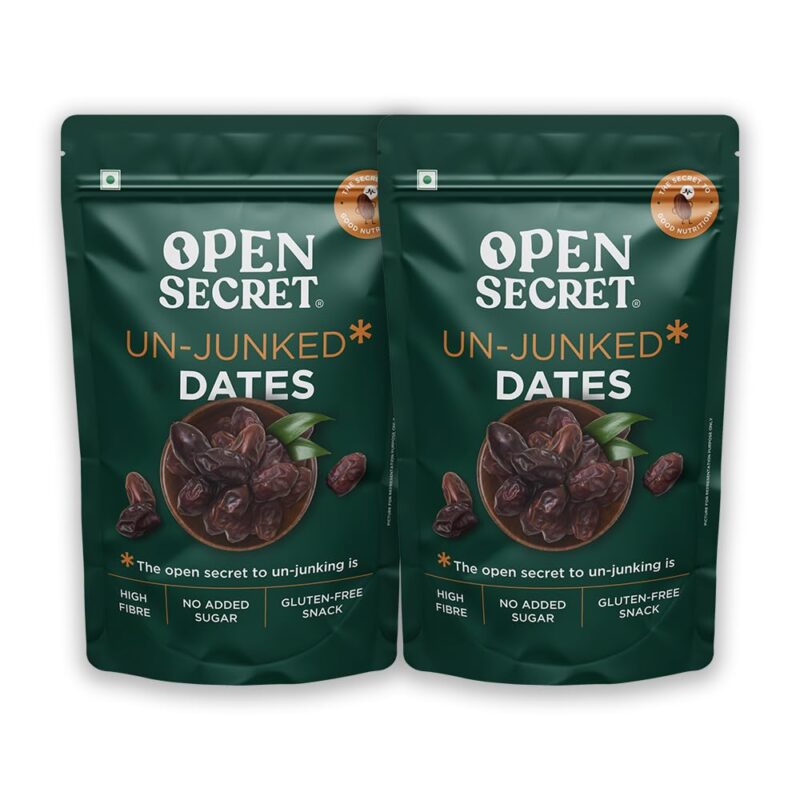 Open Secret Dates | 1kg | Healthy Snacks, Khajoor, Khajur, Dry Fruits, Dates with No Added Sugar Healthy Food & Nutritious (500gm x 2)