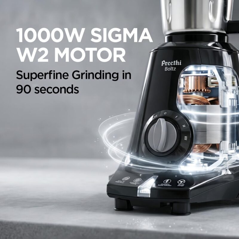 Preethi Boltz 1000W Mixer Grinder, 4 Jars, Superfine grinding in 90 seconds - Image 2