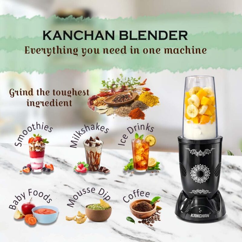 Kanchan Nutri Blender Juicer Mixer Grinder, Smoothie Maker, Masala Grinder, Chutney Blender, Copper Motor with 450W, 2 Unbreakable Jars, SS Blades, (2 Jars & 2 Blade) BIS Certified - 1 Year Warranty - Image 3