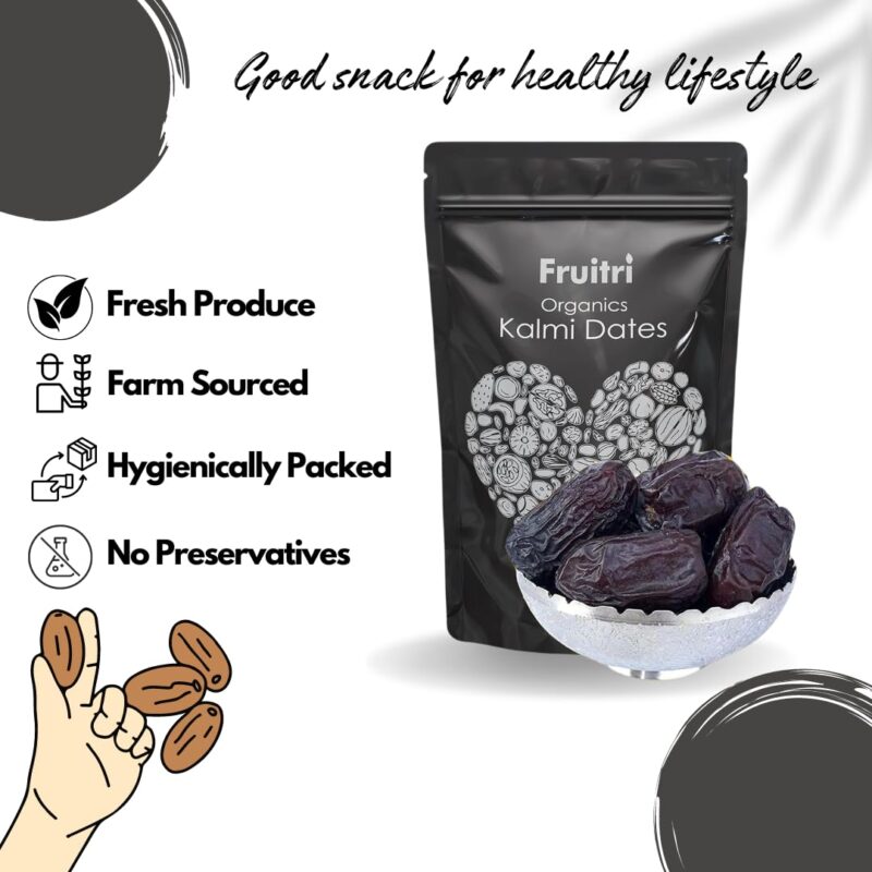 Fruitri Premium Queen Kalmi Dates 250Gram, Juicy & Delicious Khajoor, Arab Khajur, 100% Naturally Dried & Free From Any Preservative - Image 4