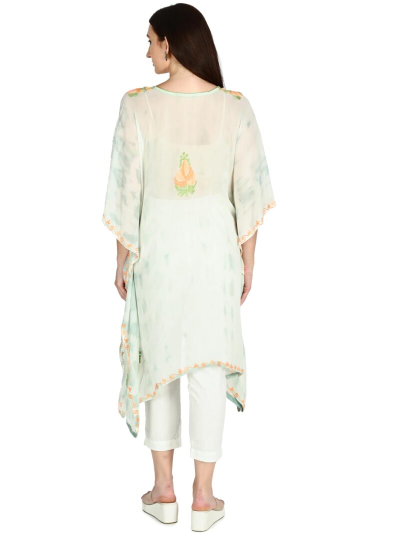 TVAREETAZ Women Kashmiri Shibori Georgette Kaftan, Printed Pattern, Lightweight Fabric, Free Size, Relaxed Fit (TAZ110) Multicolour - Image 5