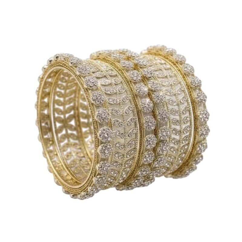 Weding Special Kangan Set With Zircon Gemstone & Kundan For Women & Girls | Traditional Chuda Set | Bridal Glass Chud Set For Wedding, Parties, Function