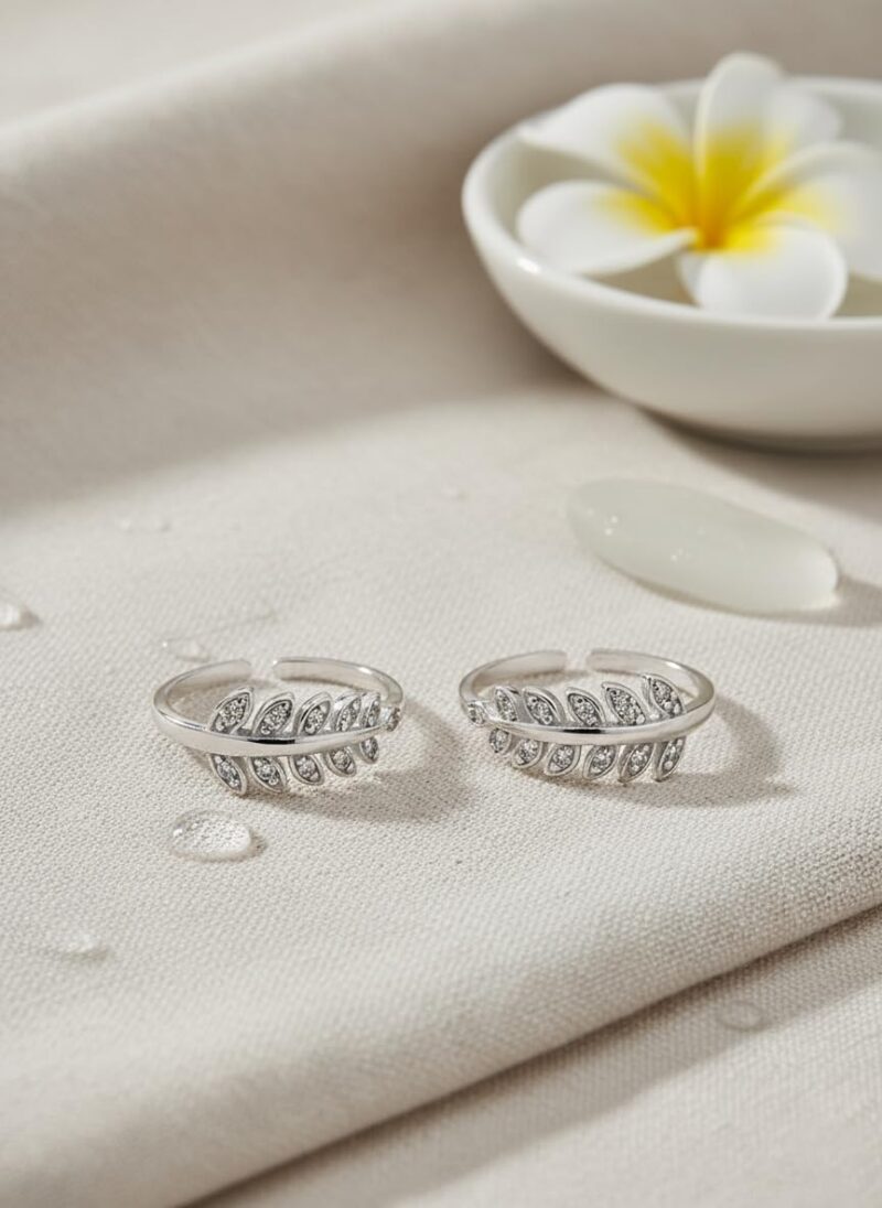 Parnika 925 Sterling Silver Toe Rings for Women | Adjustable Chandi Bichiya with CZ | Pure 92.5 Sterling Silver Leg Finger Rings | Everyday Wear | Certificate of Authenticity (CZ Leaf) - Image 4