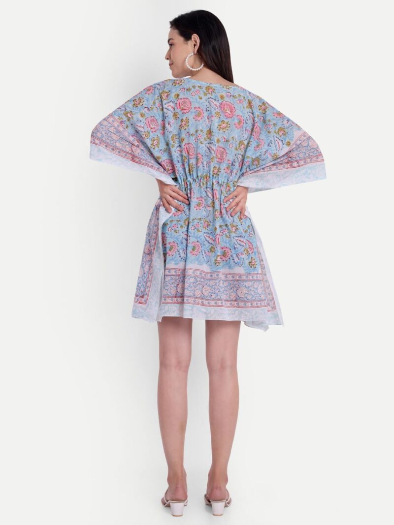 BOHEKANT Cotton Women Stylish Hand Block Print Short Length Kaftan, Night Wear, Loungewear, Night Dress, Casual Wear-02 (Free Size, Multi1) - Image 4