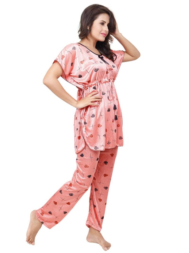 G4Girl Long Printed Kaftan Nightsuit (Free Size, babypeach) - Image 3