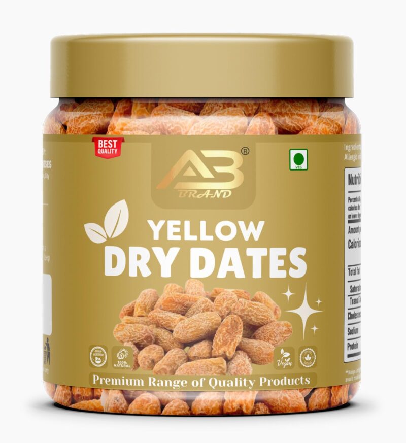 AB BRAND Yellow Dry Dates 1 Kg | Peela Sukha Khajoor | Dry Chuhara | Kharek | Pili Kharak | Healthy & Natural Dry Fruits | Iron & Fiber-Rich | Jar Pack