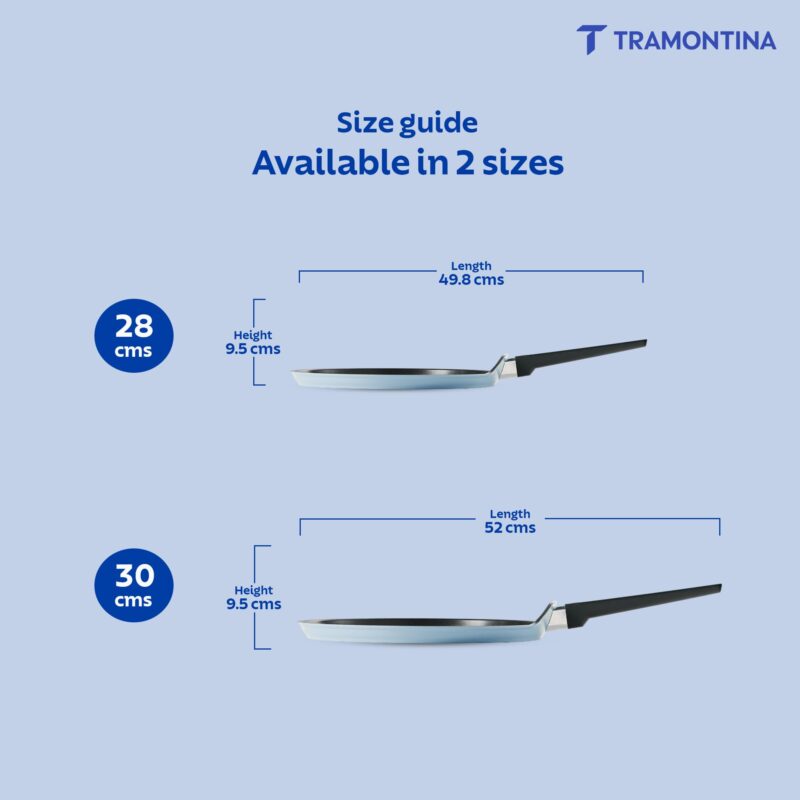 TRAMONTINA Aura Dosa Tawa 30cm | Reinforced Ceramic Non-Stick Cookware | Quick & Even Heating | Low-Oil Cooking | Bakelite Handle | Induction & Gas Compatible | Blueberry - Image 6