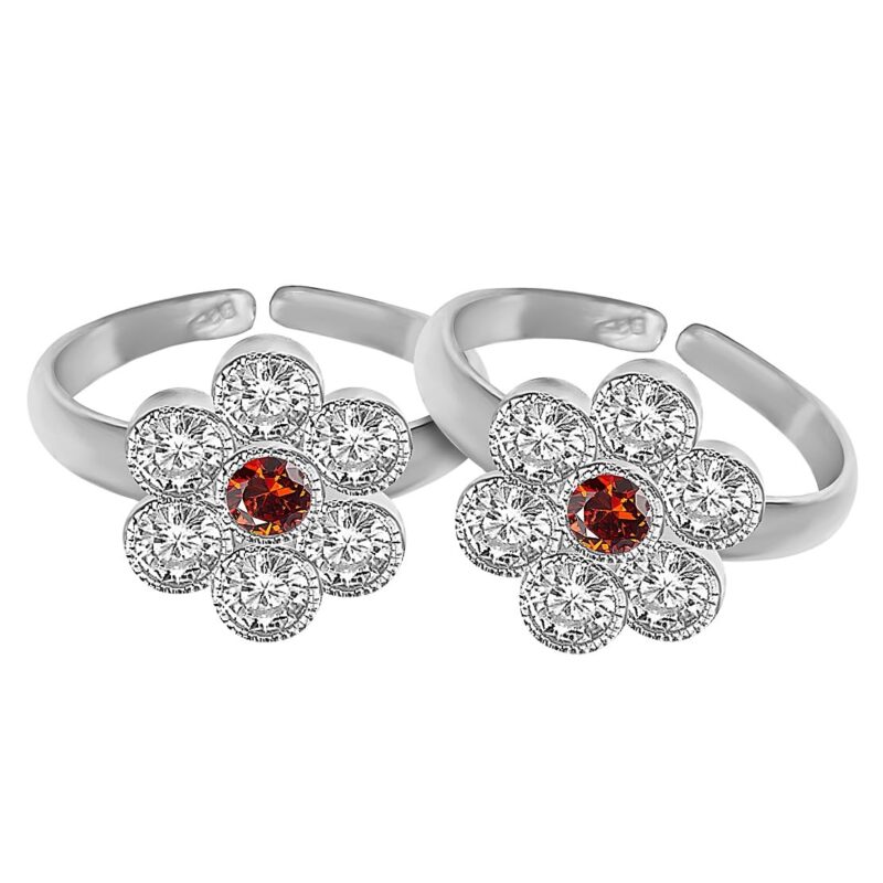 Parnika (Formerly MJ Designer Multi CZ Adorned Silver Toe Rings in Pure 92.5 Sterling Silver for Women (Designer 2) - Image 3