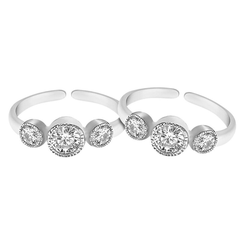 Parnika 925 Sterling Silver Toe Rings for Women | Adjustable Chandi Bichiya with CZ | Pure 92.5 Sterling Silver Leg Finger Rings | Everyday Wear | Certificate of Authenticity (3 CZ) - Image 7