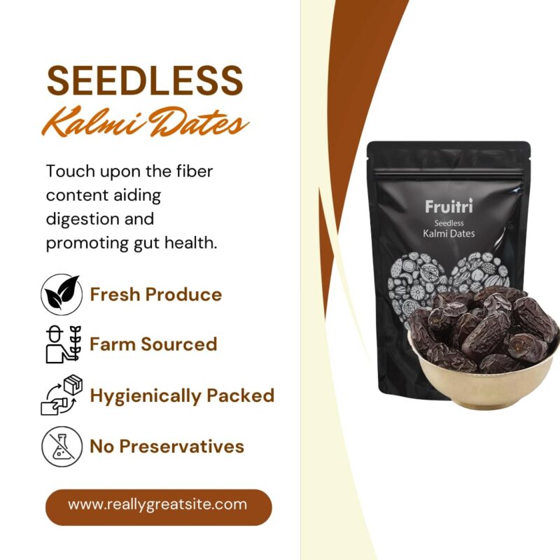 Fruitri Seedless Premium Kalmi Dates 500g (Khajur/Khajoor) 100% Natural khajur No Added Sugar - Image 4