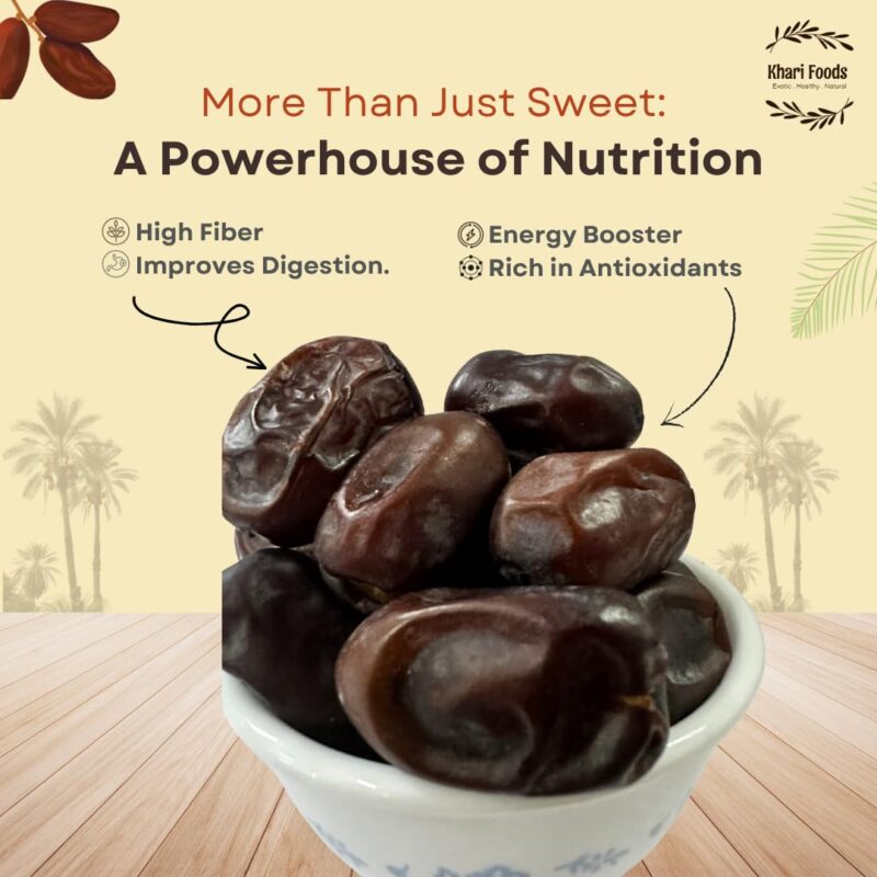 Khari Foods Premium Black Kimia Dates, High Fibre, Soft Khajur/khajoor, Energy Booster, Clean Health Snacks (400g) - Image 3