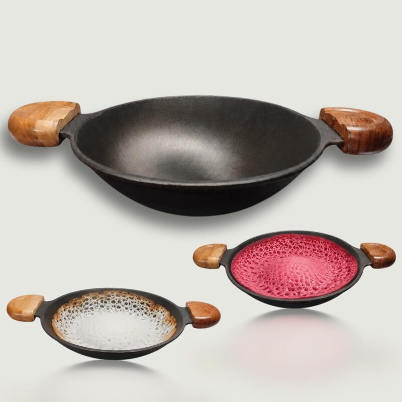 SKS 9 Inch(23 cm) Special Cast Iron Appachatty with Wooden Handle