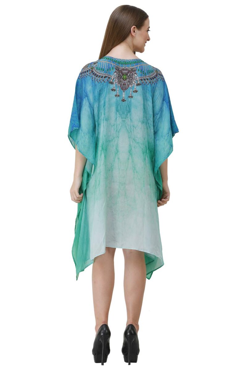 CURVSHAPE Natural Crepe Digital Printed Beach Wear Designer Kaftan for Women's | Free Size - Multicolour | Multicolor 10 | Free Size - Image 5