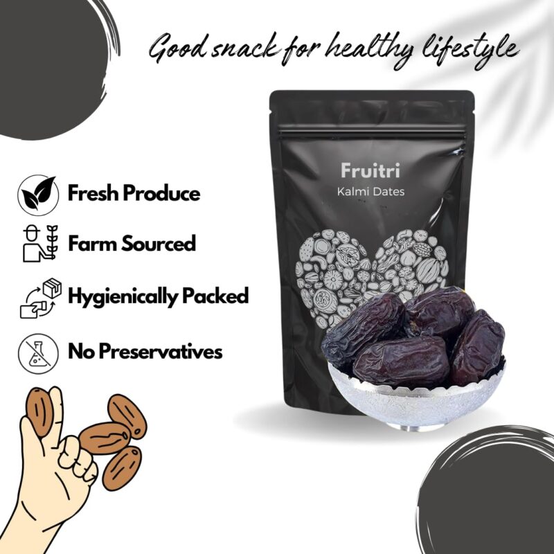 Fruitri Premium Queen Kalmi Dates 1kg, Juicy & Delicious Khajoor, Arab Khajur, 100% Naturally Dried & free from any Preservative, dartes dry fruits - Image 5