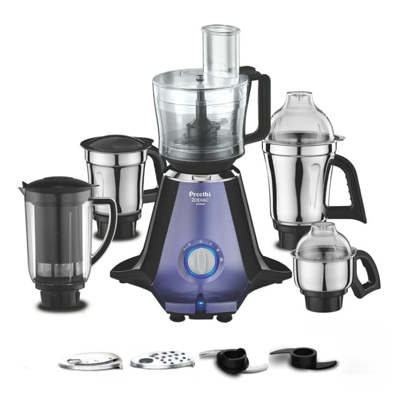 Preethi Zodiac Glitter 750W Mixer Grinder, 5 Jars, Food Processor & Juicer