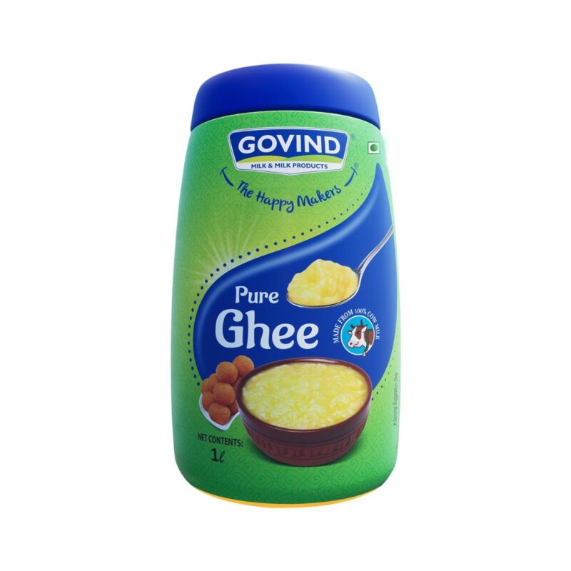 Govind Pure Cow Ghee, 1 Ltr Jar India Ka Original Super Food, Rich Texture, No Artificial Coloring, Ideal for Healthy Cooking & Digestion