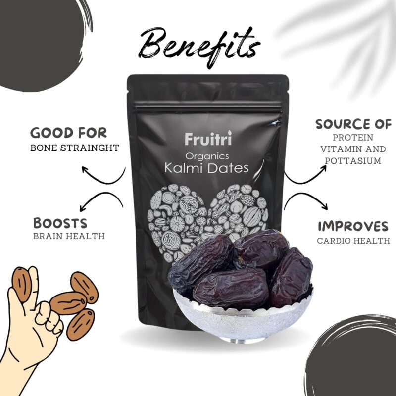 Fruitri Premium Queen Kalmi Dates 250Gram, Juicy & Delicious Khajoor, Arab Khajur, 100% Naturally Dried & Free From Any Preservative - Image 2