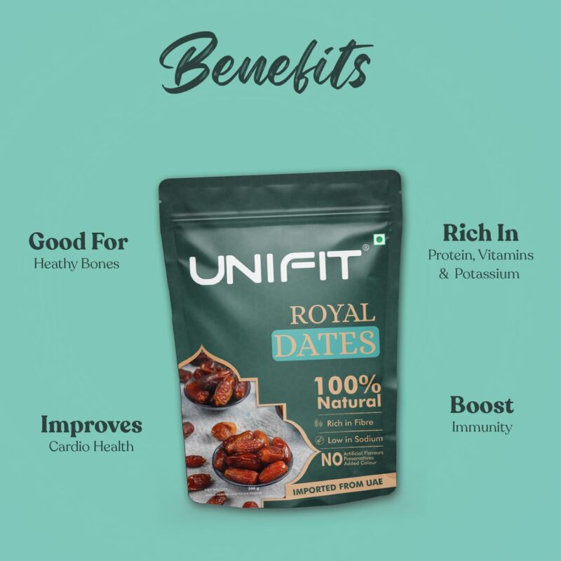 UNIFIT Royal Dates | Premium UAE Dates | 100% Natural & Nutritious | High Dietary Fiber | No Added Sugar or Preservatives | Rich in Energy & Essential Nutrients | Khajoor (500g) - Image 4