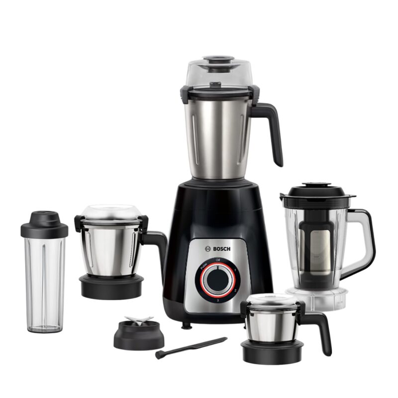 Bosch TrueMixx Pro 1100W Mixer Grinder | German Engineering for Precision Grinding | 5 Jars including Blend & Carry Jar | Hands-Free Operation with Lid Locks | 5 Year Motor Warranty 【MG8915A1KI】