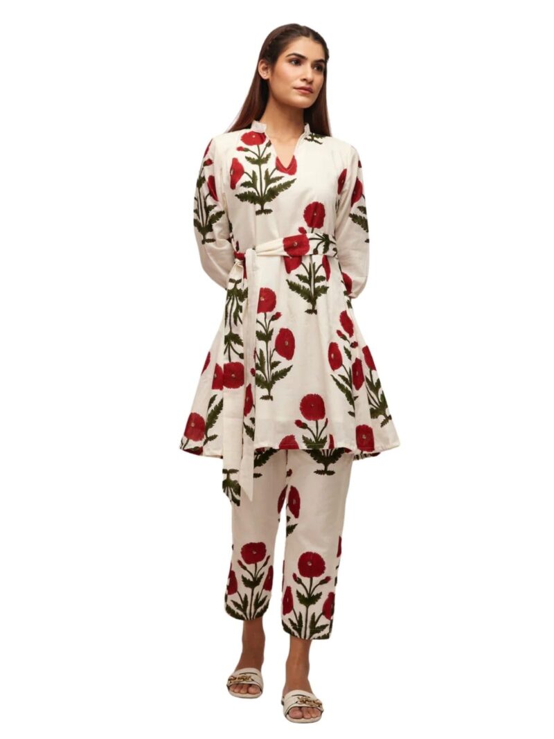 Leriya Fashion Women's Printed Co-Ord Set Red