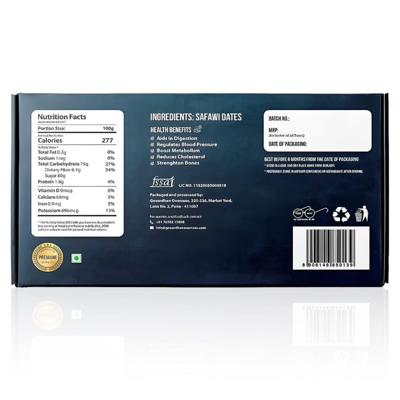 JB&CO Premium Safawi Dates (Kalmi Khajoor) 1000g | Saudi Arabian Soft & Chewy Dates | Natural Sweet, No Added Sugar | Healthy Dry Fruits Snack (500g x2) - Image 2