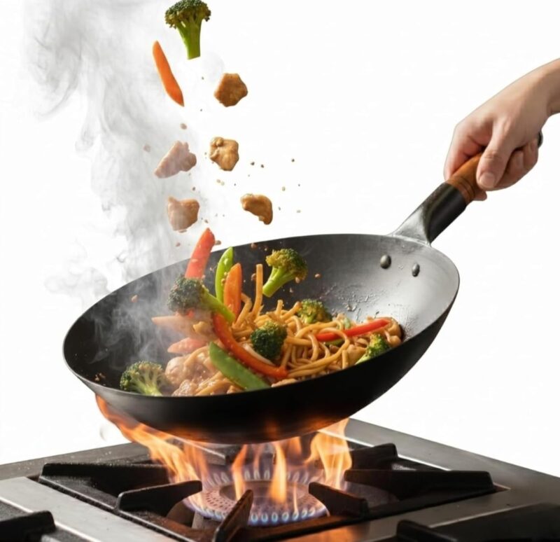 Chinese Kadai with Ladle & Turner for Noodles | Fried Rice Kadai with Strong Handle| Kadhai for Home/Commercial/Restaurant use| 100% Pure Iron Deep Fry Pan| Size- (11 Inch) Iron Utensils 1 Combo - Image 3