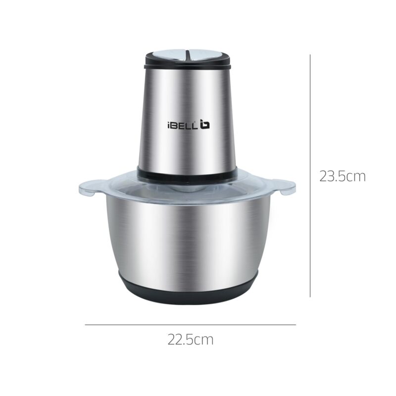 IBELL MT200SPRO Electric Chopper with 2-Yr Warranty, 700W Powerful Motor, 2L SS Bowl, Multipurpose Food Processor for Meat, Vegetables, Fruits & Nuts, with Garlic Peeler & Egg Whisker (Silver). - Image 7