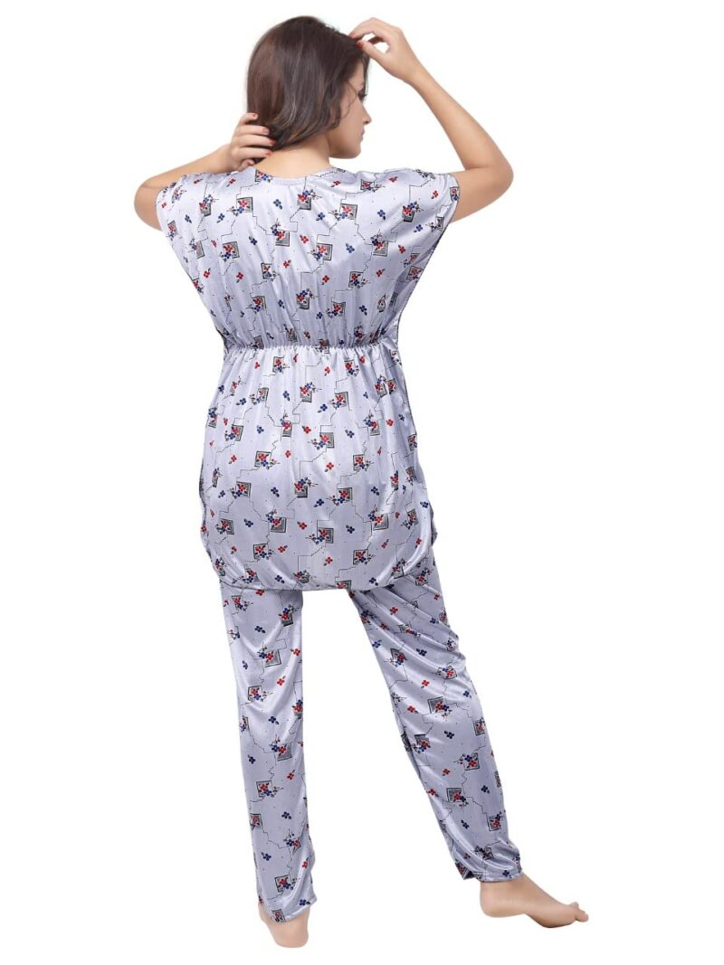 G4Girl Long Printed Kaftan Nightsuit (Free Size, Peach) (Free Size, Grey) - Image 2