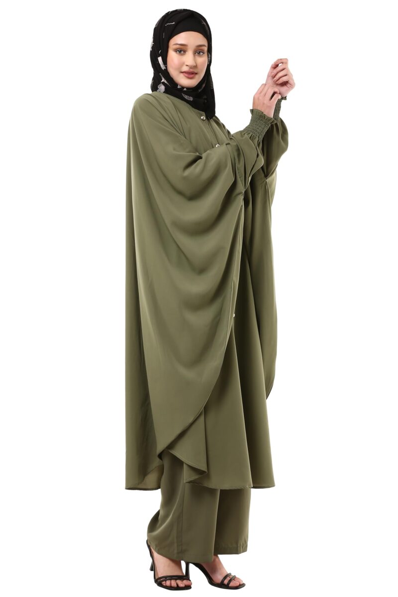 BT - Being Traditional Modest Co-Ord Set for Women - Loose Fit Front Open Free Size Kaftan Top with Trouser (Top: Free Size | Trouser: 2XL, Jade Green) - Image 3