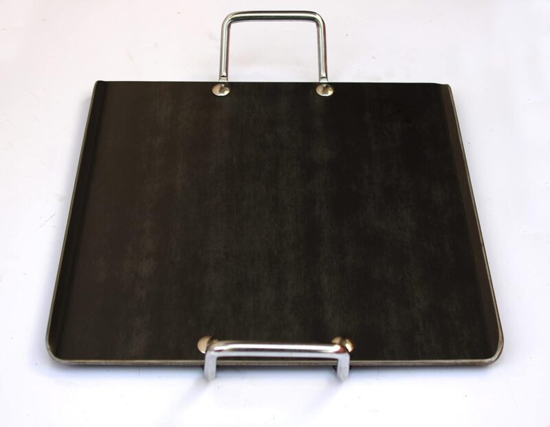 PRINA E-SHOP Iron Flat Square Design Raised Edge Induction Comfortable Tawa with Handle for Dosa/Roti/Chappati/Pathri/Gas & Induction-Friendly Dosa Kallu (Black_12inch x 12.2inch) - Image 3