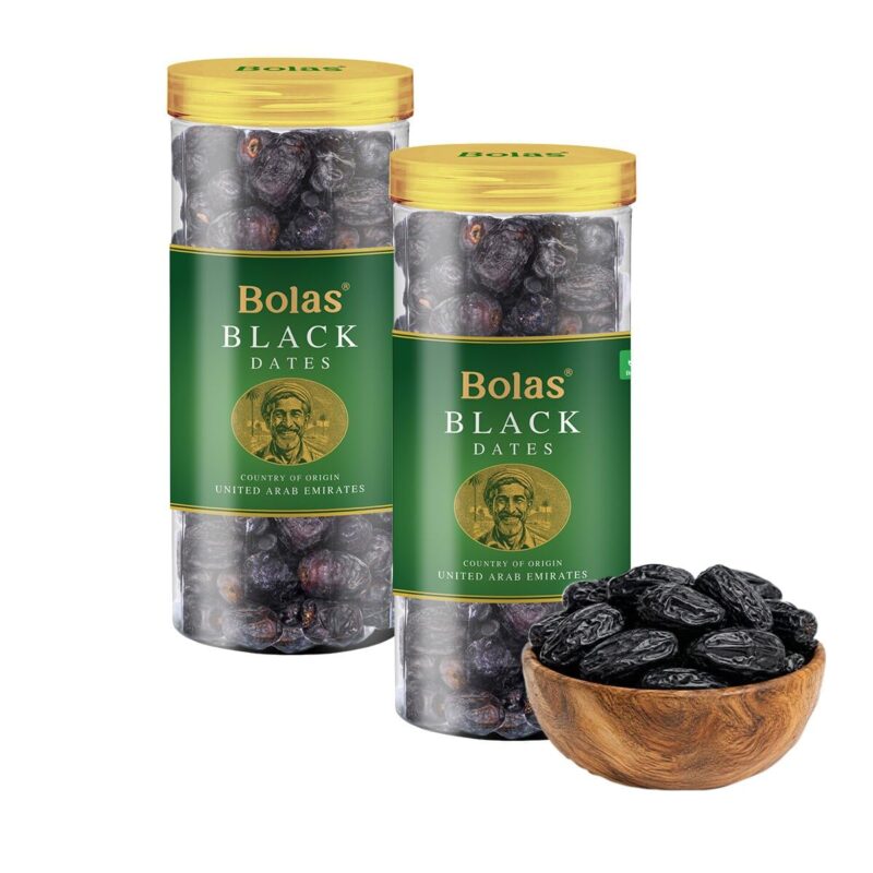 Bolas UAE Black Dates 800g (400g x 2) | Kala Khajur/Khajoor | Naturally Sweet | No Added Sugar | No Preservatives | Rich in Iron, Fibre & Vitamins | Dry Fruits