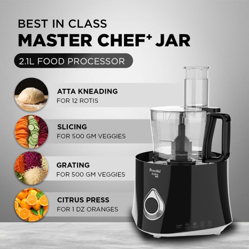 Preethi Stainless Steel Astra Expert Table Top Wet Grinder With Food Processor, 2 Liter (Black) 150 Watt - Image 3