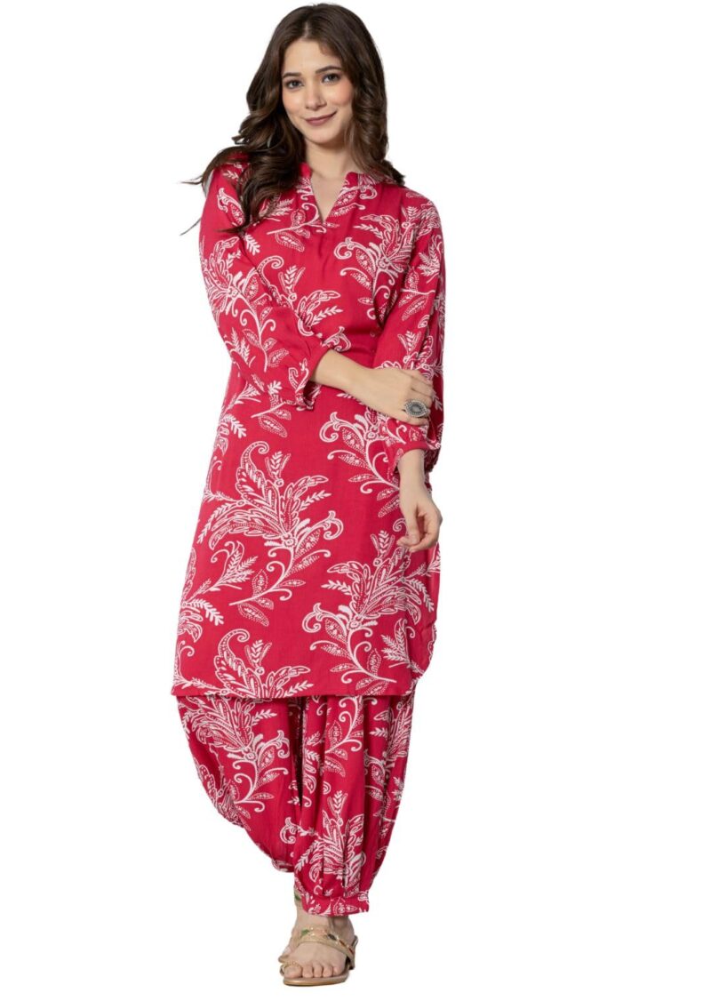 rytras Women's Pure Cotton Printed Straight Kurta Set with Palazzo Pants - Ethnic Wear, Pink(RYT590-New,XXL) - Image 4