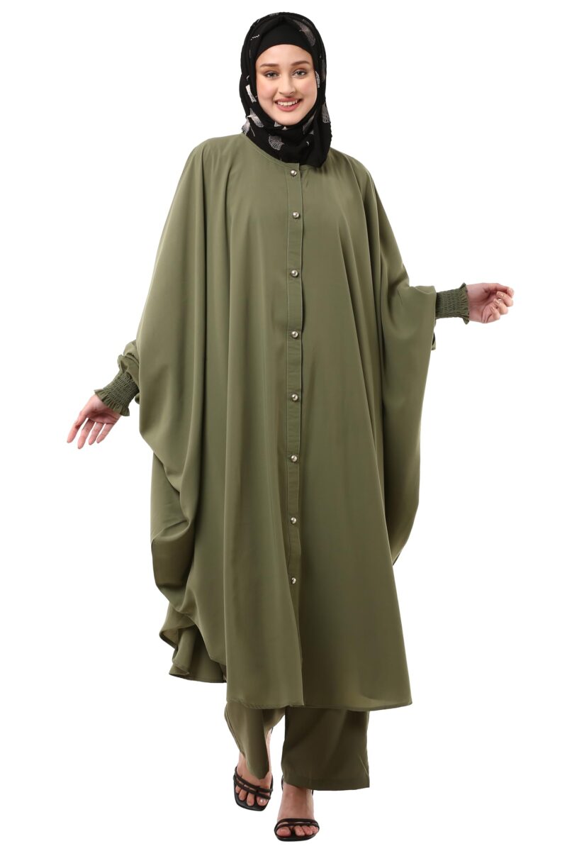 BT - Being Traditional Modest Co-Ord Set for Women - Loose Fit Front Open Free Size Kaftan Top with Trouser (Top: Free Size | Trouser: 2XL, Jade Green) - Image 7