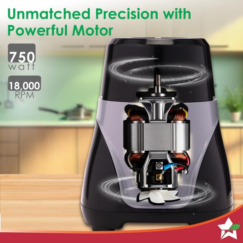 Wonderchef Vista Mixer Grinder | 4 Multi-purpose Jars | 750W | Sharp Stainless-steel Blades | For Masalas, Chutneys, Fresh Fruit Juices | 3-Speed Control | Advanced Safety Features | 2-Year Warranty - Image 5